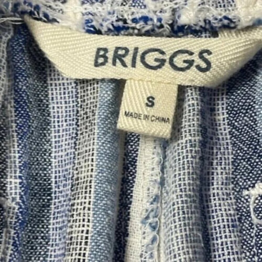 Briggs Women's Linen Blend Pull-On Shorts with Pockets Size Small Blue Stripe - Picture 8 of 8